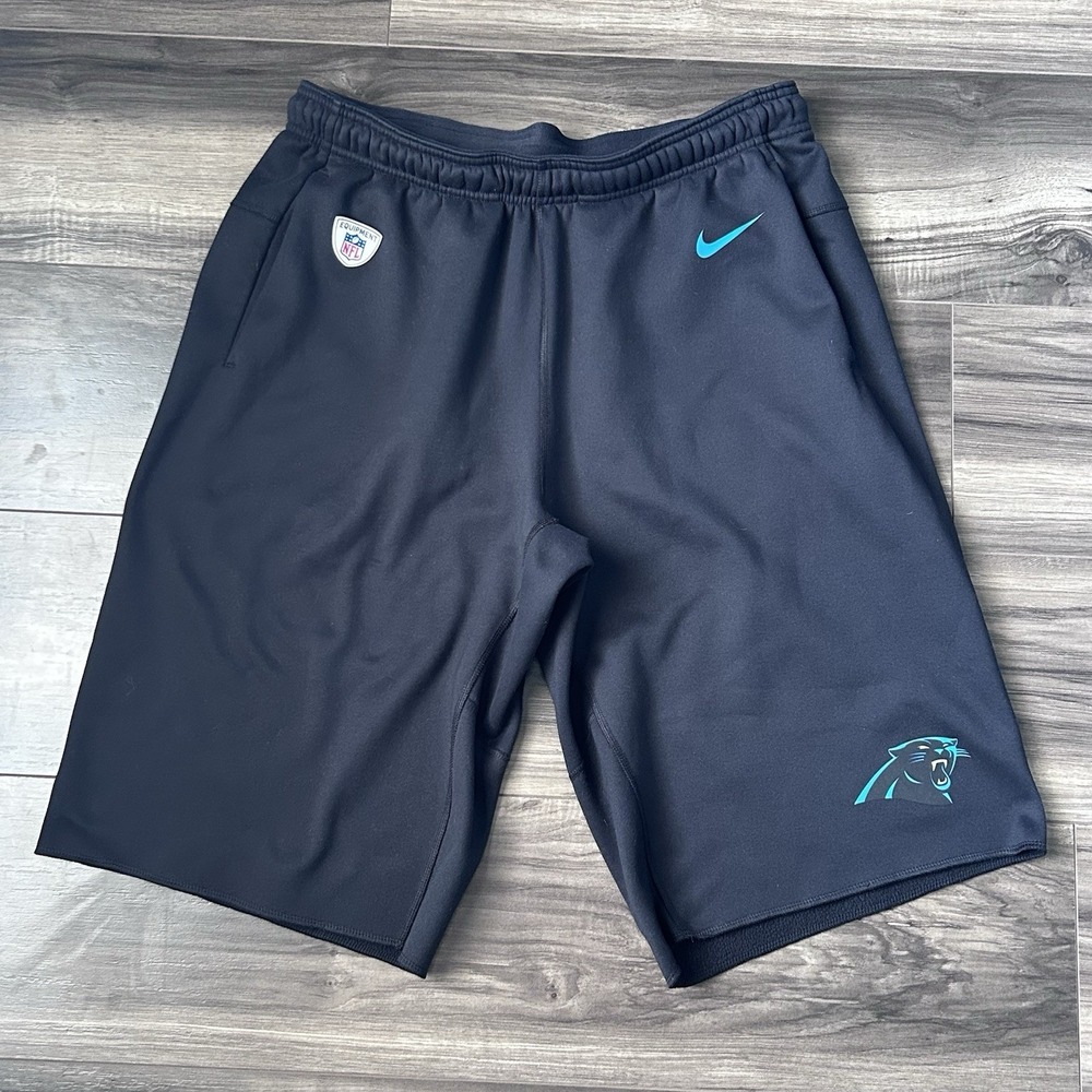 Nike Dri-Fit Carolina Panthers NFL Equipment Training Sweat Shorts Mens Size L